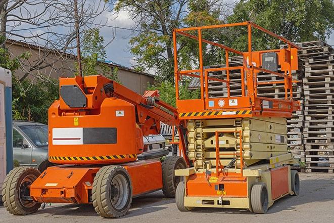 forklift transporting goods in a large warehouse in Sun Valley